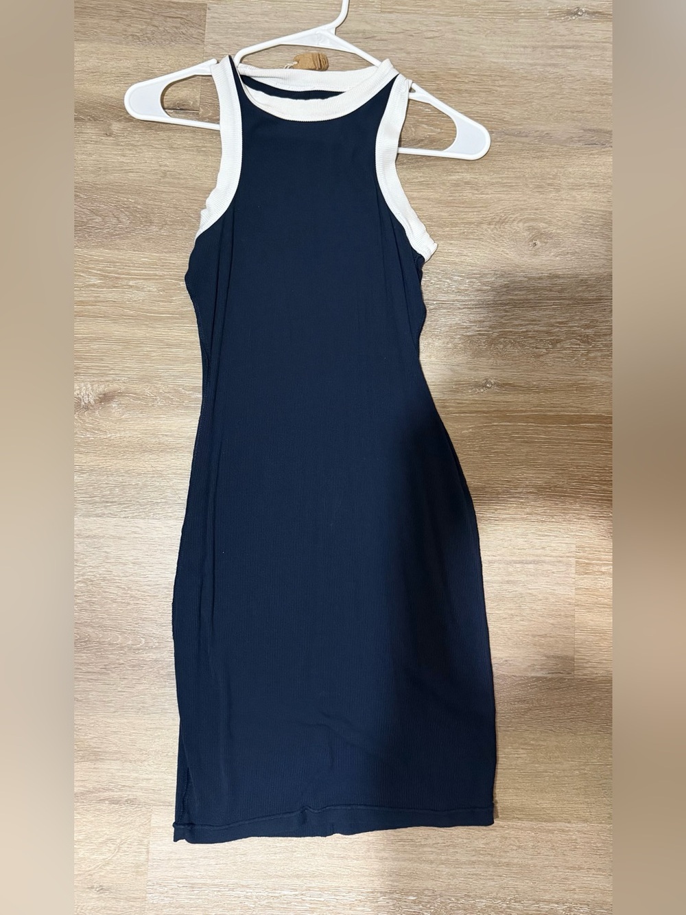 SKIMS Navy Midi Tank Dress with White Trim